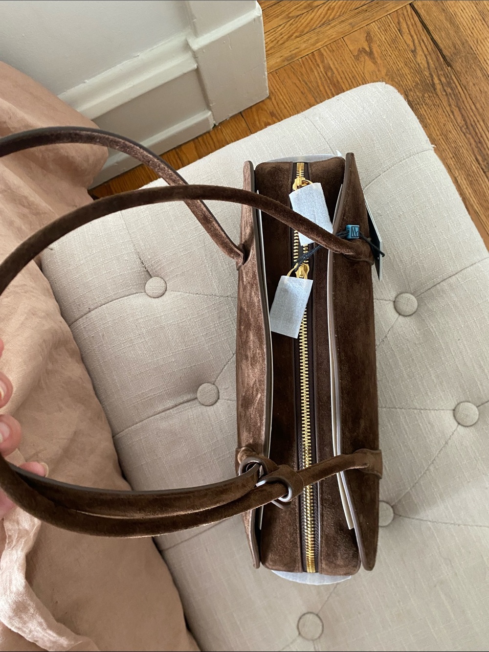 Parisa Wang Chocolate Suede Gabrielle East-West Shoulder Bag - Picture 2 of 4